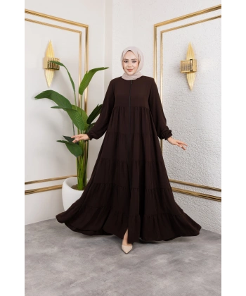 Medine İpeği 5 Kat Büzgülü Mevlana Feracce