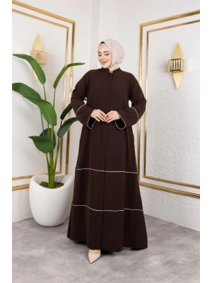 Medine İpeği Biyeli Ahsen Feracce (Acı Kahve)