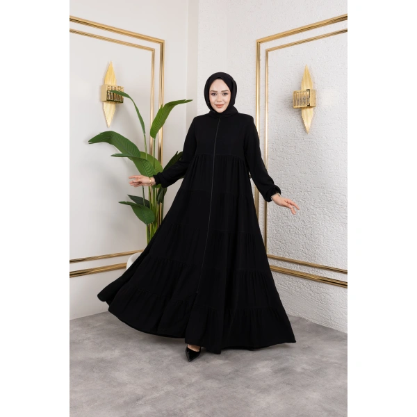 Medine İpeği 5 Kat Büzgülü Feracce