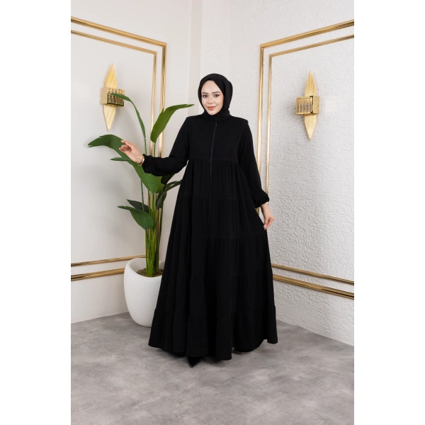 Medine İpeği 5 Kat Büzgülü Feracce