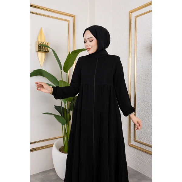 Medine İpeği 5 Kat Büzgülü Feracce