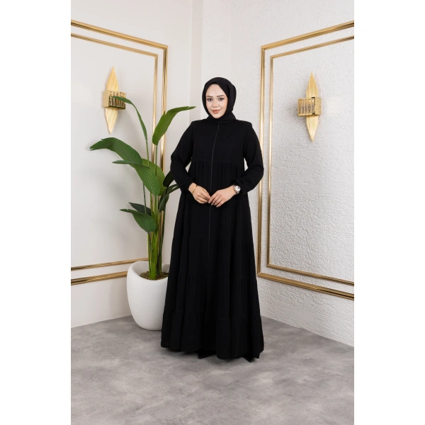 Medine İpeği 5 Kat Büzgülü Feracce