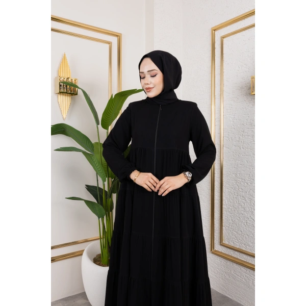 Medine İpeği 5 Kat Büzgülü Feracce