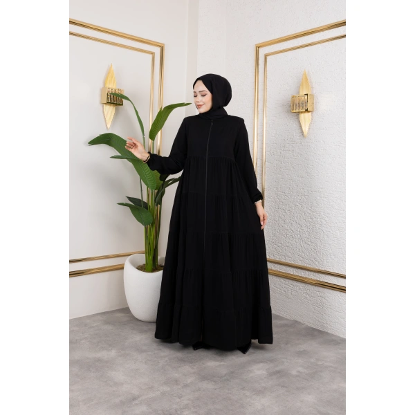 Medine İpeği 5 Kat Büzgülü Feracce