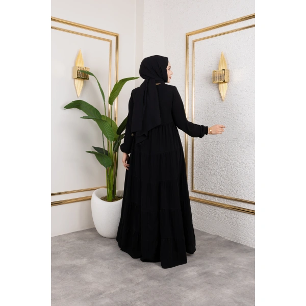 Medine İpeği 5 Kat Büzgülü Feracce