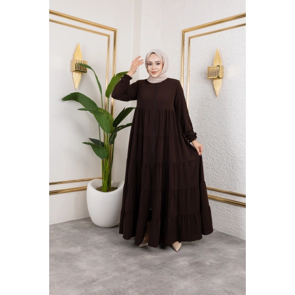 Medine İpeği 5 Kat Büzgülü Feracce