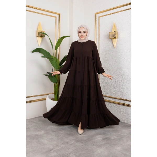 Medine İpeği 5 Kat Büzgülü Feracce