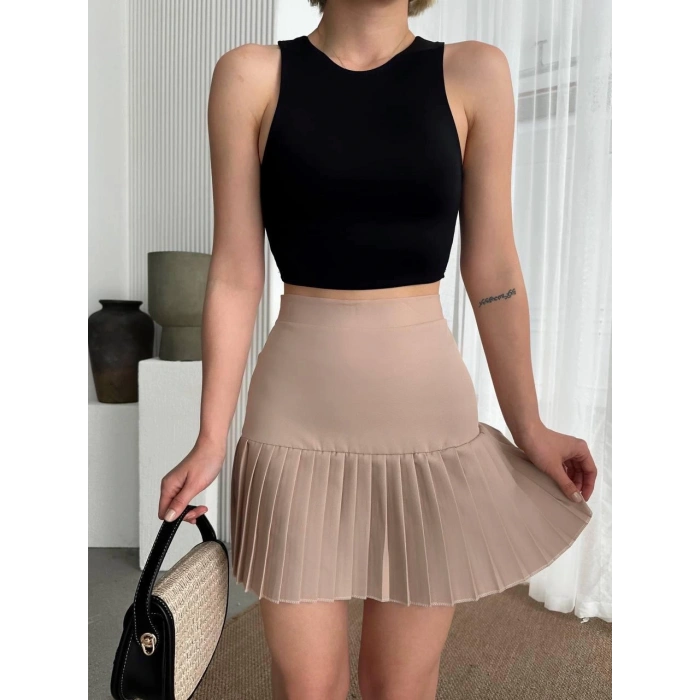 Altı pliseli mini etek