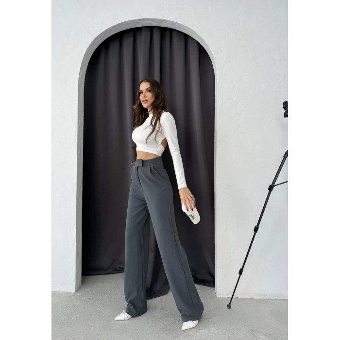 Cırtlı pantolon krep füme pt