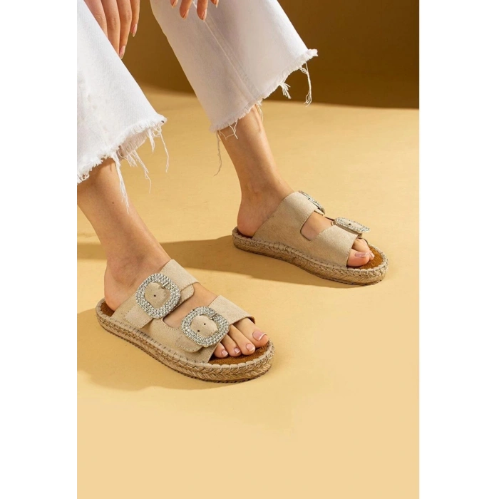 Hertas Bej Nubuk Tokalı Terlik