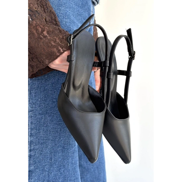 Hoost Siyah Cilt Topuklu Ayakkabı