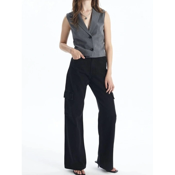 Kargo cep jeans pantolon siyah