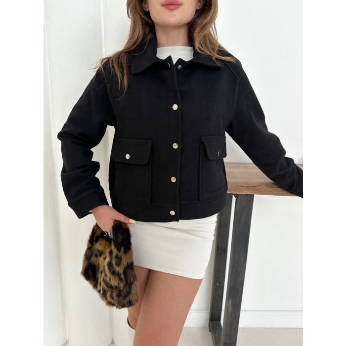 Zr model kaşe ceket siyah st255807