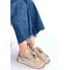 Riaf Bej Cilt Bağcıklı Spor Ayakkabı