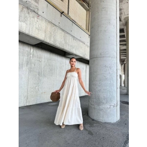 Dantelli askılı keten elbise s4310