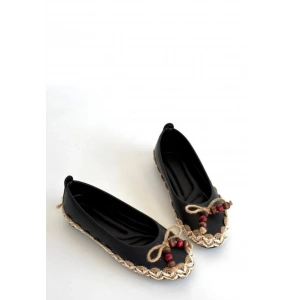 Ilwe Siyah Cilt Babet Ayakkabı