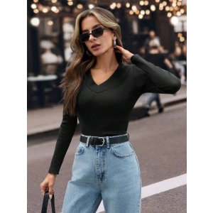 V yaka kaşkorse bluz siyah w3817