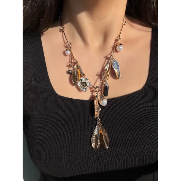 Marka Gold Yapraklı Charm Kolye