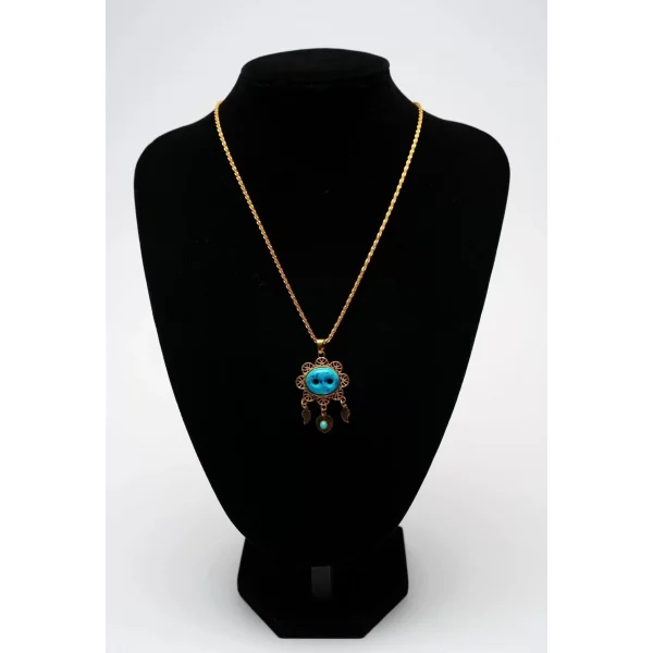 Firuze Taşlı Süryani Nazar Boncuklu Kolye