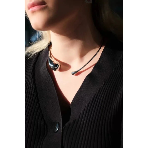 Botte Damla Figür Choker Silver Kolye