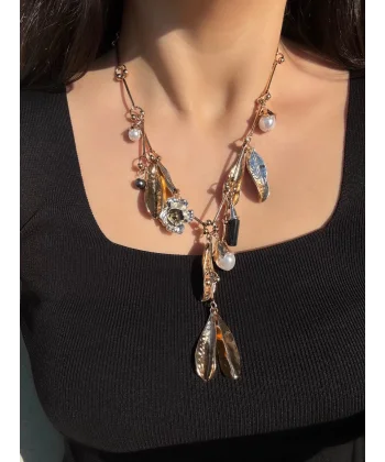 Marka Gold Yapraklı Charm Kolye