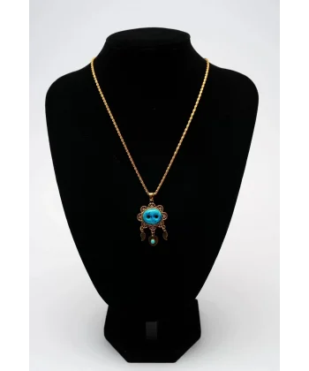 Firuze Taşlı Süryani Nazar Boncuklu Kolye