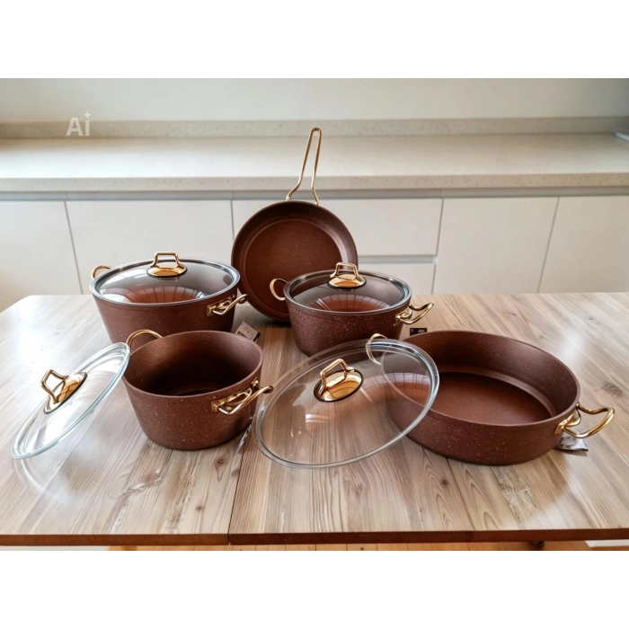 9 Parça Granit Lüks Tencere Seti