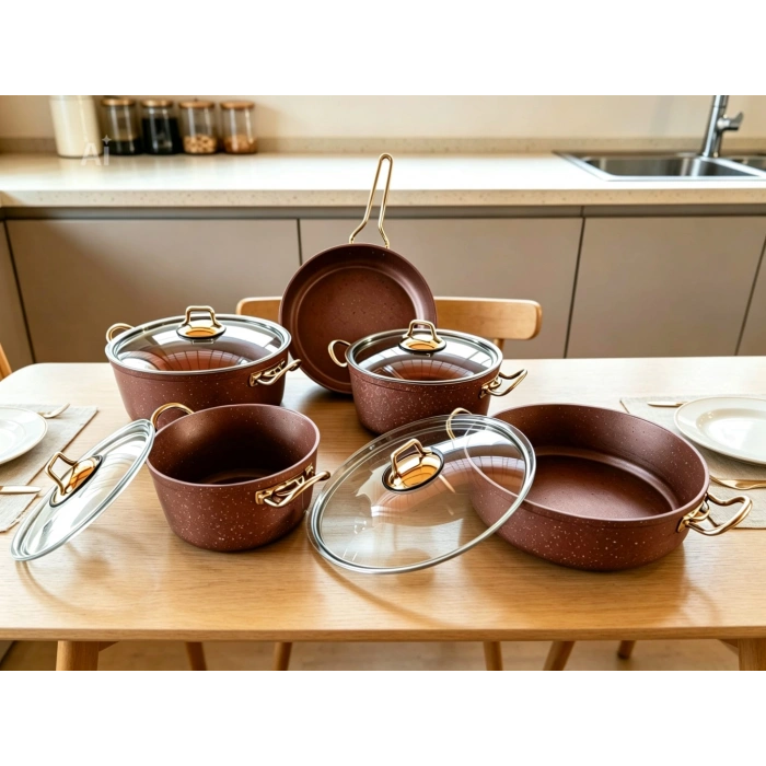 9 Parça Granit Lüks Tencere Seti