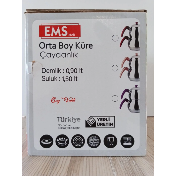 Orta Boy, Krom Çelik Küre tip çaydanlık