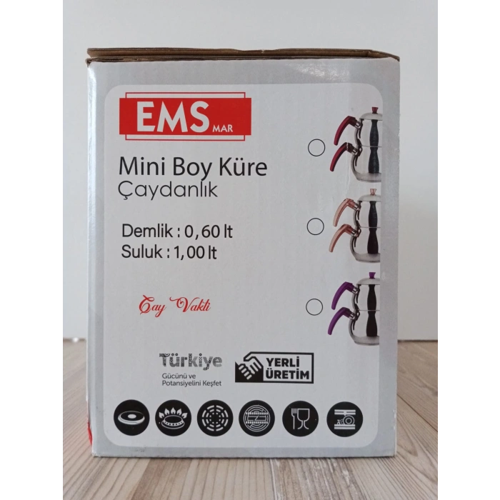 Küçük Boy Krom Çelik Küre tip çaydanlık.