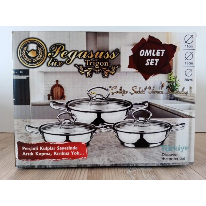 3lü Omlet seti, Cam kapaklı