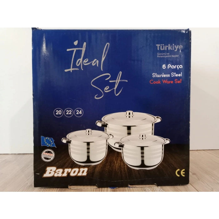 3lü Tencere seti, Çelik kapaklı 20-22-24 cm