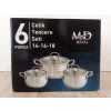 3lü Mini Çelik Tencere seti, Cam kapaklı.