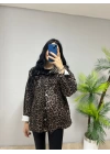 Leopar Gabardin Oversize Ceket