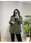 Yeşil Çizgili Oversize Blazer Ceket