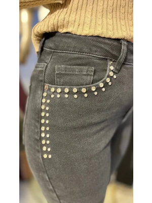 Paça ve cep taş detaylı boy fit