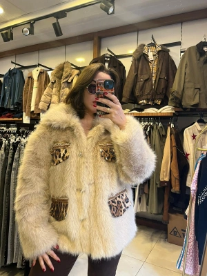 İTHAL LEOPAR CEP DETAYLI KÜRK