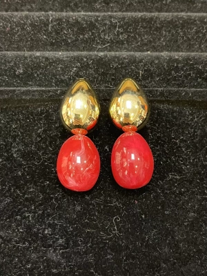 Bordo gold detaylı küpe