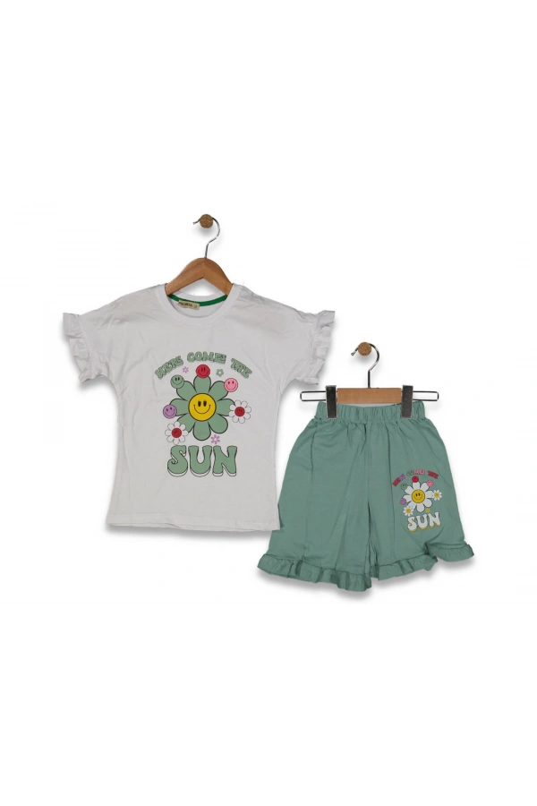 ÇİÇEK BASKILI ŞORTLU KIZ TAKIM