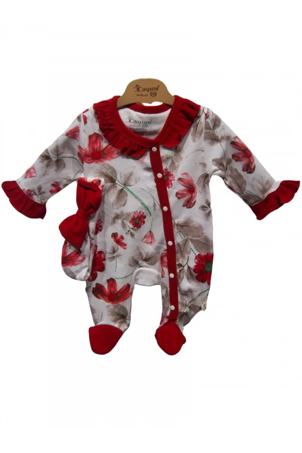 ÇİÇEK DESENLİ BANDANALI PATİKLİ KIZ TULUM (2Lİ TAKIM)