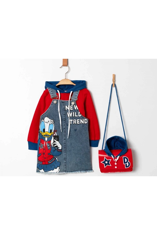 DAISY BASKILI ÇANTALI JİLELİ JEANS KIZ TAKIM