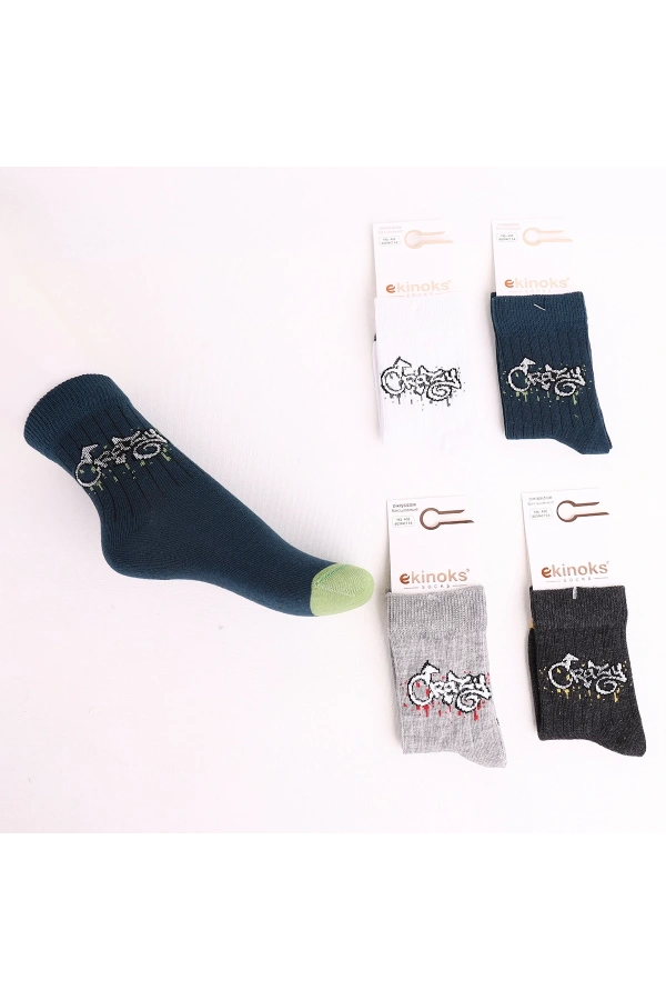 ERKEK ÇOCUK CRAZY DESENLİ SOKET ÇORAP