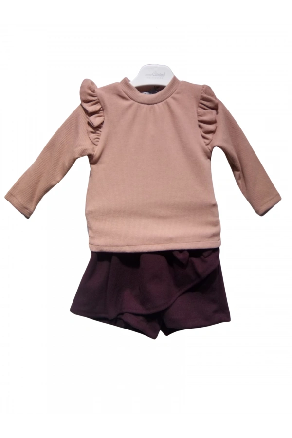 GUSTO OMUZDAN PİLELİ ŞORT ETEKLİ KIZ TAKIM