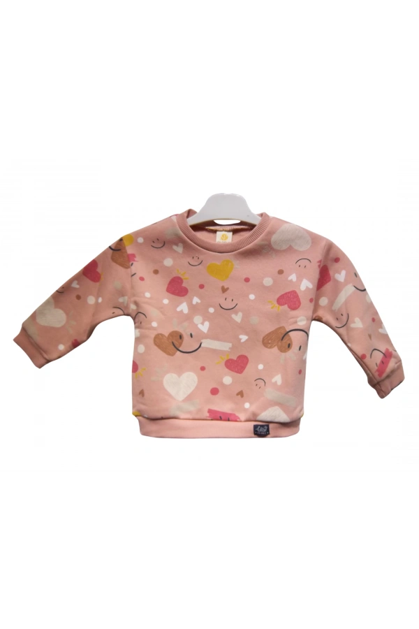 KALP BASKILI KIZ SWEATSHIRT