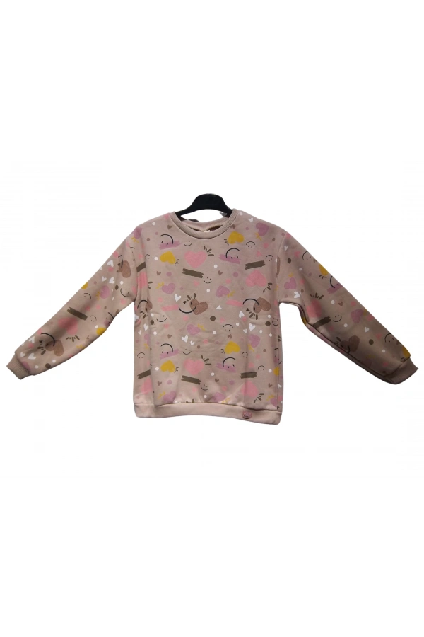 KALP BASKILI KIZ SWEATSHIRT