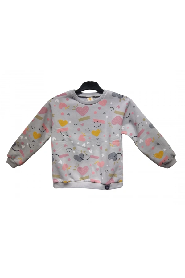 KALP BASKILI KIZ SWEATSHIRT