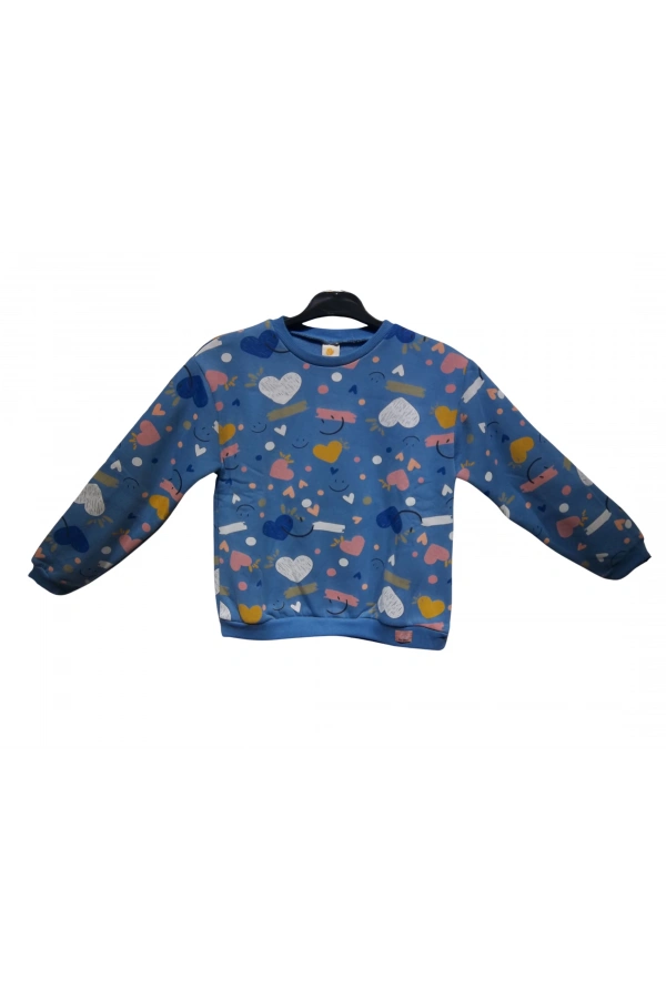 KALP BASKILI KIZ SWEATSHIRT