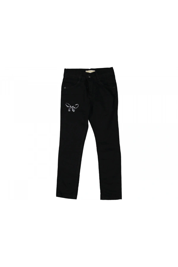 KELEBEK NAKIŞLI JEANS KIZ PANTOLON