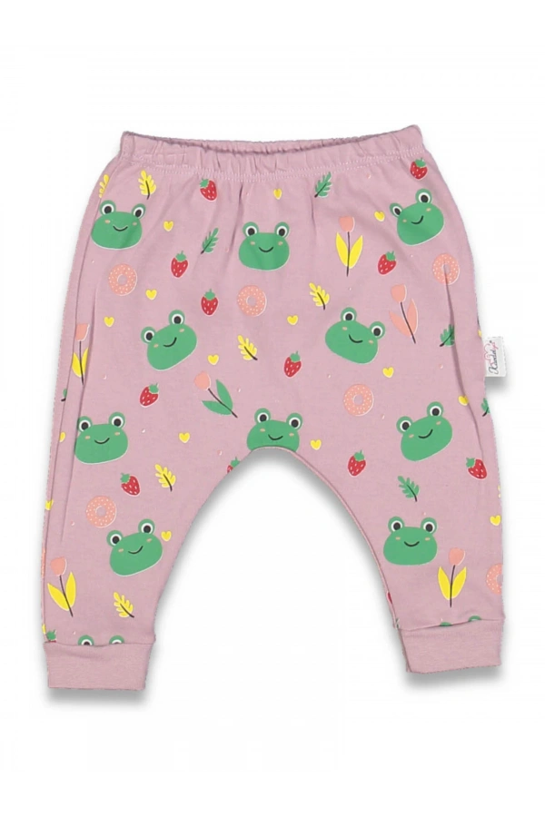 KURBAĞA BASKILI RİBANALI KIZ TEK ALT