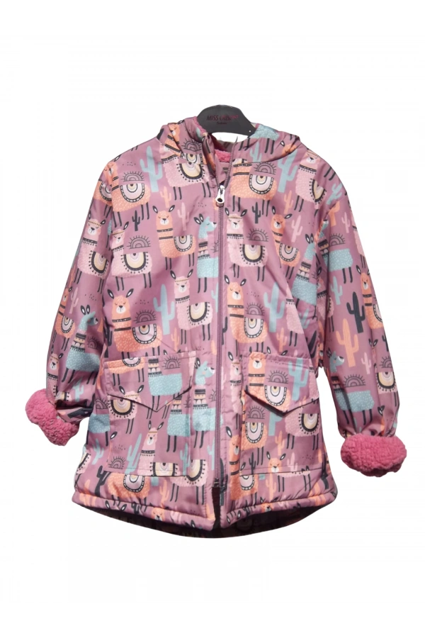 LAMA DESENLİ BEL LASTİKLİ KIZ MONT